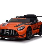 MERCEDES-BENZ Masinuta electrica pentru copii cu licenta Mercedes Benz AMG Orange cu echipare premiumtelecomanda cu 3 vitezeroti evascaun din piele2motoare x 35wusi cu deschiderebluetoothindicator baterieeleronsistem troller