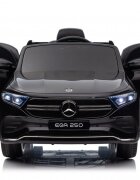 MERCEDES-BENZ Masinuta electrica pentru copii cu licenta Mercedes Benz EQA 4x4 BlackEchipare PremiumTelecomanda 24GRoti EVAScaun din piele4 motoareFaruri si stopuri cu LEDDeschidere usiSuspensiiBluetooth