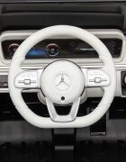 MERCEDES-BENZ Masinuta electrica pentru copii Mercedes Benz EQG White 110w cu echipare premiumacumulator 12V9Ahroti evascaun piele perforatatelecomanda 2.4Gdeschidere usilumini ledbaterie detasabilaoglinzi retrovizoare cu lumini