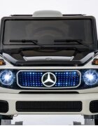 MERCEDES-BENZ Masinuta electrica pentru copii Mercedes Benz EQG White 110w cu echipare premiumacumulator 12V9Ahroti evascaun piele perforatatelecomanda 2.4Gdeschidere usilumini ledbaterie detasabilaoglinzi retrovizoare cu lumini