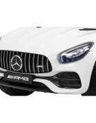 MERCEDES-BENZ Masinuta electrica pentru copii Mercedes Benz GT alb 70W cu telecomanda panou audio scaun piele centura siguranta roti Eva si descchidere usi