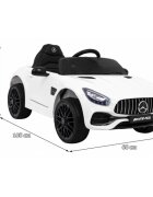 MERCEDES-BENZ Masinuta electrica pentru copii Mercedes Benz GT alb 70W cu telecomanda panou audio scaun piele centura siguranta roti Eva si descchidere usi