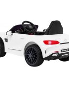 MERCEDES-BENZ Masinuta electrica pentru copii Mercedes Benz GT alb 70W cu telecomanda panou audio scaun piele centura siguranta roti Eva si descchidere usi