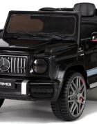 MERCEDES-BENZ Masinuta electrica pentru copii Mercedes G63 AMG Black 90W cu echipare Premium scaun piele roti din spuma Eva panou audio si deschidere usi