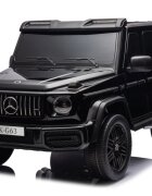 MERCEDES-BENZ Masinuta electrica pentru copii Mercedes G63 XXL 4x4 Black cu echipare Premium 220W si licenta sunete si lumini scaun piele panou audio 2 locuri si roti din spuma Eva