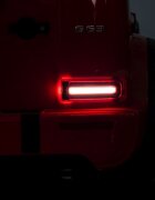 MERCEDES-BENZ Masinuta electrica pentru copii Mercedes G63 XXL Red design realist 4 motoare x55W cu bluetooth port USB MP3 lumini LED fataspate centuri de siguranta cauciucuri EVA dimensiune 158 x 93 x 81 cm