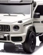 MERCEDES-BENZ Masinuta electrica pentru copii Mercedes G63 XXL White design realist 4 motoare x55W cu bluetooth port USB MP3 lumini LED fataspate centuri de siguranta cauciucuri EVA dimensiune 158 x 93 x 81 cm
