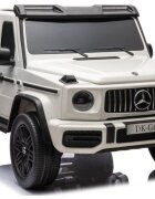 MERCEDES-BENZ Masinuta electrica pentru copii Mercedes G63 XXL White design realist 4 motoare x55W cu bluetooth port USB MP3 lumini LED fataspate centuri de siguranta cauciucuri EVA dimensiune 158 x 93 x 81 cm