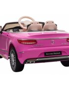 MERCEDES-BENZ Masinuta electrica pentru copii Mercedes Maybach S650 Pink 12V4.5Ahechipare premium si licenta2 motoareroti EVAscaun pieleusi cu deschiderepornire la cheieunitate audio cu muzicalumini LEDsistem trollersuspensii