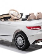 MERCEDES-BENZ Masinuta electrica pentru copii Mercedes Maybach S650 White 12V4.5Ahechipare premium si licenta2 motoareroti EVAscaun pieleusi cu deschiderepornire la cheieunitate audio cu muzicalumini LEDsistem trollersuspensii