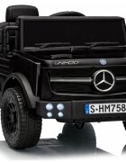 MERCEDES-BENZ Masinuta electrica pentru copii Mercedes Unimog HM7588 6V4Ah Black cu telecomanda 2.4G roti EVA 2 motoare 45W bluetooth port USB slot Micro SD MP3 si faruri LED 90 x 53 x 50 cm
