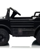 MERCEDES-BENZ Masinuta electrica pentru copii Mercedes Unimog HM7588 6V4Ah Black cu telecomanda 2.4G roti EVA 2 motoare 45W bluetooth port USB slot Micro SD MP3 si faruri LED 90 x 53 x 50 cm