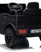 MERCEDES-BENZ Masinuta electrica pentru copii Mercedes Unimog HM7588 6V4Ah Black cu telecomanda 2.4G roti EVA 2 motoare 45W bluetooth port USB slot Micro SD MP3 si faruri LED 90 x 53 x 50 cm
