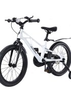 Mesuca Bicicleta copii Lamborghini cadru magneziu alba 16 inch potrivita pentru copii cu inaltimi intre 105-135 cm scaun reglabil de la 54-59 cm roti pneumaticepedale antiderapabile frane pe ghidon