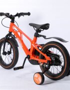 Mesuca Bicicleta copii Lamborghini cadru magneziu portocalie 14 inchscaun reglabil de la 50 la 55 cm potrivita pentru copii cu inaltimi intre 95-120 cm frane pe ghidon pedale antiderapabile