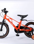 Mesuca Bicicleta copii Lamborghini cadru magneziu portocalie 14 inchscaun reglabil de la 50 la 55 cm potrivita pentru copii cu inaltimi intre 95-120 cm frane pe ghidon pedale antiderapabile