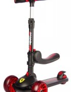 Mesuca Trotineta Ferrari Twist neagra pliabila cu scaun cadru din aluminiu ghidon reglabil roti cu Led greutate admisa 50 kg 3-10 ani