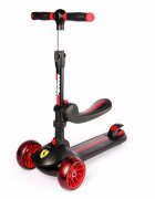 Mesuca Trotineta Ferrari Twist neagra pliabila cu scaun cadru din aluminiu ghidon reglabil roti cu Led greutate admisa 50 kg 3-10 ani