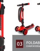 Mesuca Trotineta Ferrari Twist rosie pliabila cu scaun cadru din aluminiu ghidon reglabil roti cu Led greutate admisa 50 kg 3-10 ani