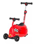 Mesuca Trotineta multifunctionala Ferrari 4 in 1 rosie pliabila scaun maner parinte ghidon reglabil cadru din aluminiu roti cu Led 3-12 ani