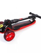 Mesuca Trotineta pliabila cu 3 roti Ferrari Neagra ghidon reglabil cadru din aluminiu platforma antialunecare roti Led greutate admisa 50 kg