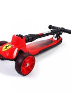 Mesuca Trotineta pliabila cu 3 roti Ferrari Rosie ghidon reglabil cadru din aluminiu platforma antialunecare roti Led greutate admisa 50 kg