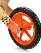 Meteor Bicicleta copii fara pedale din lemn Joy Ride Balance Orange 12 inch scaun reglabil pe inaltime 34-38 cm roti EVA clopotel gentuta accesorii ghidon cu posibilitate de blocare