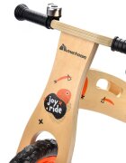 Meteor Bicicleta copii fara pedale din lemn Joy Ride Balance Orange 12 inch scaun reglabil pe inaltime 34-38 cm roti EVA clopotel gentuta accesorii ghidon cu posibilitate de blocare