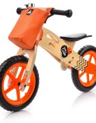 Meteor Bicicleta copii fara pedale din lemn Joy Ride Balance Orange 12 inch scaun reglabil pe inaltime 34-38 cm roti EVA clopotel gentuta accesorii ghidon cu posibilitate de blocare