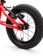 Meteor Bicicleta copii fara pedale Fireman 12 inch scaun si ghidon reglabile pe inaltime manere antiderapante frana pe spate roti gonflabile mari greutate maxima utilizator 30 kg