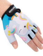 Meteor Manusi de ciclism pentru copii cu piele ecologica si insertii din spuma inchidere velcro masura S lungime manusa 11.2 cm Pony
