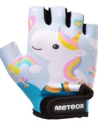 Meteor Manusi de ciclism pentru copii cu piele ecologica si insertii din spuma inchidere velcro masura S lungime manusa 11.2 cm Pony
