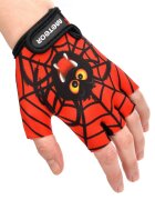 Meteor Manusi de ciclism pentru copii cu piele ecologica si insertii din spuma inchidere velcro masura S lungime manusa 11.2 cm Spider