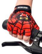 Meteor Manusi de ciclism pentru copii cu piele ecologica si insertii din spuma inchidere velcro masura S lungime manusa 11.2 cm Spider