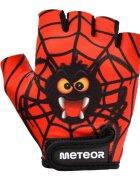 Meteor Manusi de ciclism pentru copii cu piele ecologica si insertii din spuma inchidere velcro masura S lungime manusa 11.2 cm Spider
