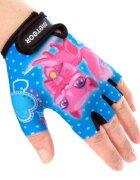 Meteor Manusi de ciclism pentru copii cu piele ecologica si insertii din spuma inchidere velcro masura XS lungime manusa 10.7cm Kitty