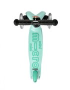 MICRO Trotineta Mini2go Deluxe Mint cu 3 roti scaunel spatiu depozitare ghidon telescopic roti din silicon greutate admisa 50 kg