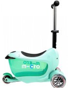 MICRO Trotineta Mini2go Deluxe Mint cu 3 roti scaunel spatiu depozitare ghidon telescopic roti din silicon greutate admisa 50 kg