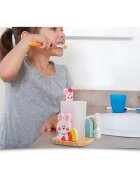 Mideer Suport pentru periuta de dinti cu clepsidra 3 min Baby Tina roz