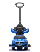 Milly Mally Masinuta copii fara pedale 3 in 1 Mercedes C-Class Deluxe Blue roti din cauciuc scaun din piele ecologica volan echipat cu sunete realiste suport pentru picioare bara de protectie 12-36 luni