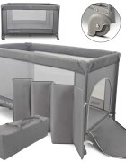 Milly Mally Patut pliabil de calatorie Mirage Grey nivel reglabil roti si geanta transport