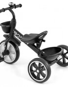 Milly Mally Tricicleta pentru copii Bobby Black cu cadru robust din otel roti Eva +24 luni