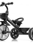 Milly Mally Tricicleta pentru copii Bobby Black cu cadru robust din otel roti Eva +24 luni