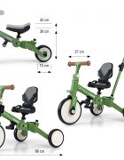 Milly Mally Tricicleta pentru copii Optimus Max Green 5 in 1 reglabila maner parental roti din spuma varsta 12 luni+