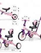 Milly Mally Tricicleta pentru copii Optimus Max Pink 5 in 1 reglabila maner parental roti din spuma varsta 12 luni+
