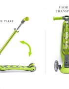Milly Mally Trotineta pliabila Boogie Green roti din silicon cu Led platforma antiderapanta greutate admisa 50 kg