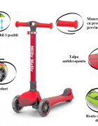 Milly Mally Trotineta pliabila Boogie Red roti din silicon cu Led platforma antiderapanta greutate admisa 50 kg