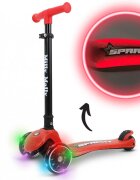 Milly Mally Trotineta pliabila Sparky Red roti din silicon cu led platforma iluminata greutate admisa 50 kg