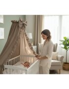 MimiNu Baldachin pentru patut cu funda si volanas 210x145 cm Colectia Royal Mocha