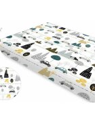 MimiNu Cearceaf cu elastic din bumbac 160x80 cm Childrens Journey Grey